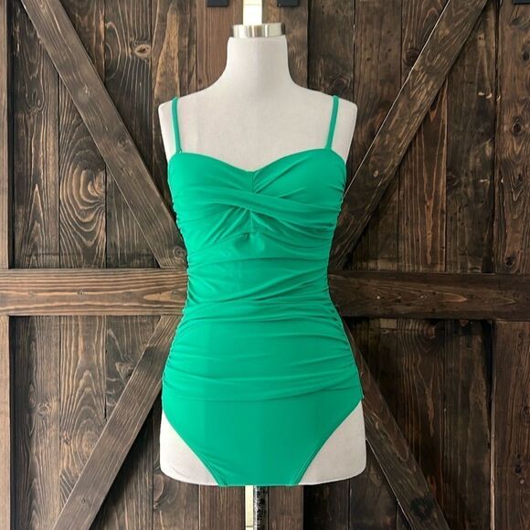 RELLECIGA Tummy Control Swimwear Strapless One Piece Swimsuit Ruched Swimsuit - Picture 3 of 14